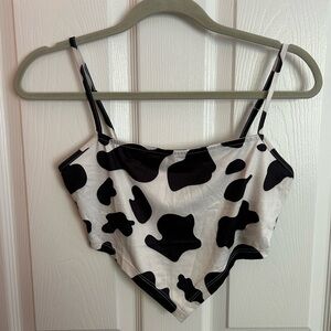 Amazon Trendy Black and White Cow Print Women's Tank Size S